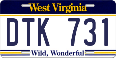 WV license plate DTK731