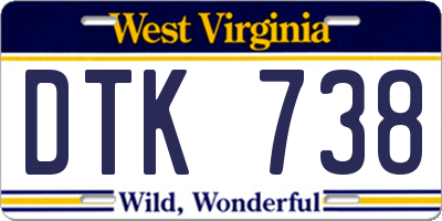 WV license plate DTK738