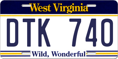 WV license plate DTK740