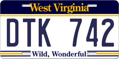 WV license plate DTK742