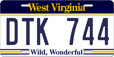 WV license plate DTK744