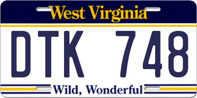 WV license plate DTK748