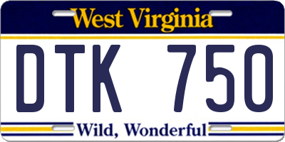 WV license plate DTK750