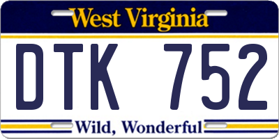 WV license plate DTK752