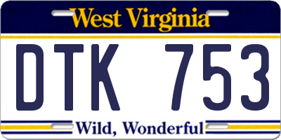 WV license plate DTK753
