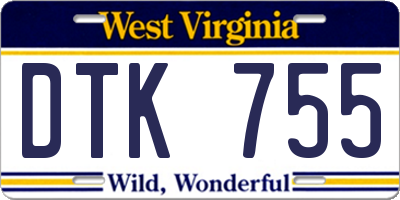 WV license plate DTK755