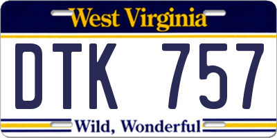 WV license plate DTK757