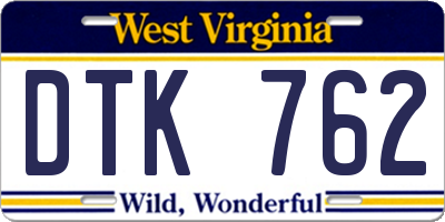 WV license plate DTK762