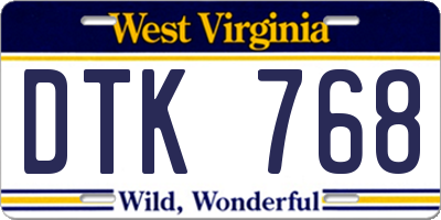 WV license plate DTK768