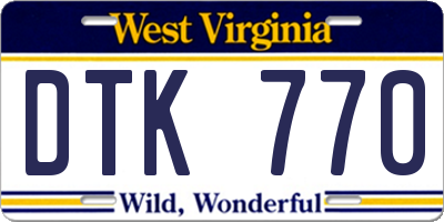 WV license plate DTK770