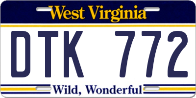 WV license plate DTK772