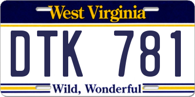 WV license plate DTK781