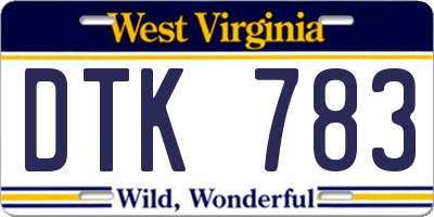 WV license plate DTK783