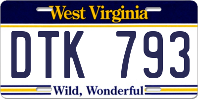 WV license plate DTK793