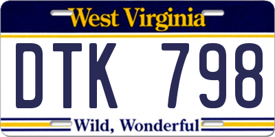 WV license plate DTK798