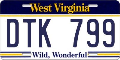 WV license plate DTK799