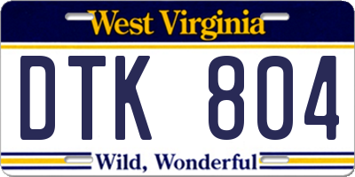 WV license plate DTK804