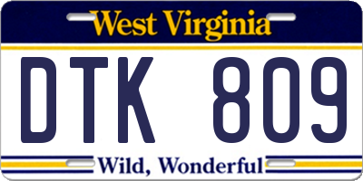 WV license plate DTK809