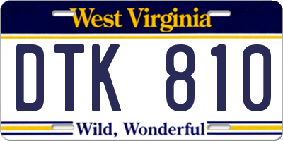 WV license plate DTK810