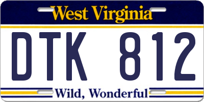 WV license plate DTK812