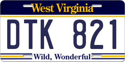 WV license plate DTK821