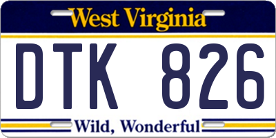WV license plate DTK826