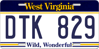 WV license plate DTK829