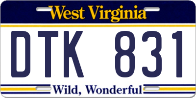 WV license plate DTK831