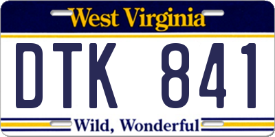 WV license plate DTK841