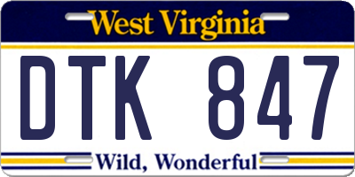 WV license plate DTK847