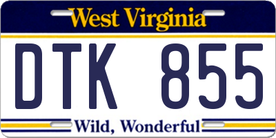 WV license plate DTK855