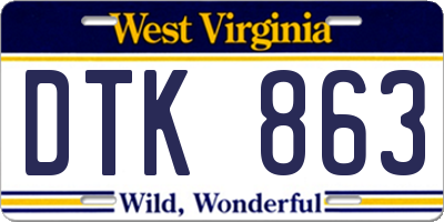 WV license plate DTK863