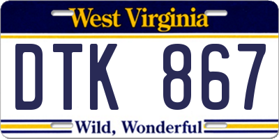 WV license plate DTK867