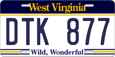 WV license plate DTK877