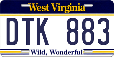 WV license plate DTK883