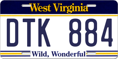 WV license plate DTK884