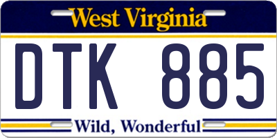 WV license plate DTK885