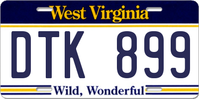 WV license plate DTK899