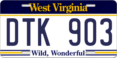WV license plate DTK903