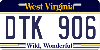 WV license plate DTK906