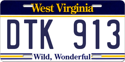 WV license plate DTK913