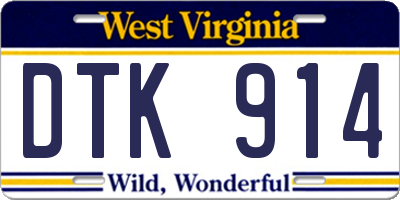 WV license plate DTK914