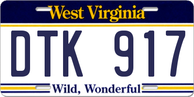 WV license plate DTK917