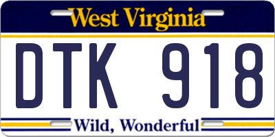 WV license plate DTK918