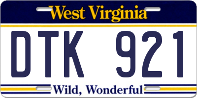 WV license plate DTK921