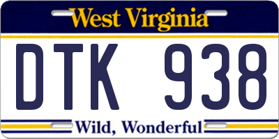 WV license plate DTK938