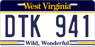WV license plate DTK941