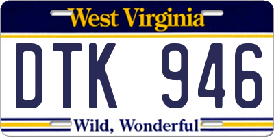 WV license plate DTK946