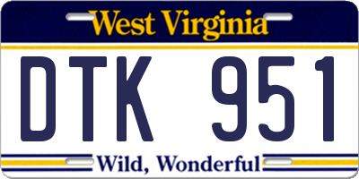 WV license plate DTK951