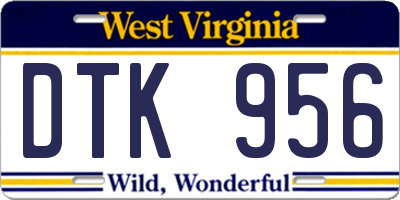 WV license plate DTK956